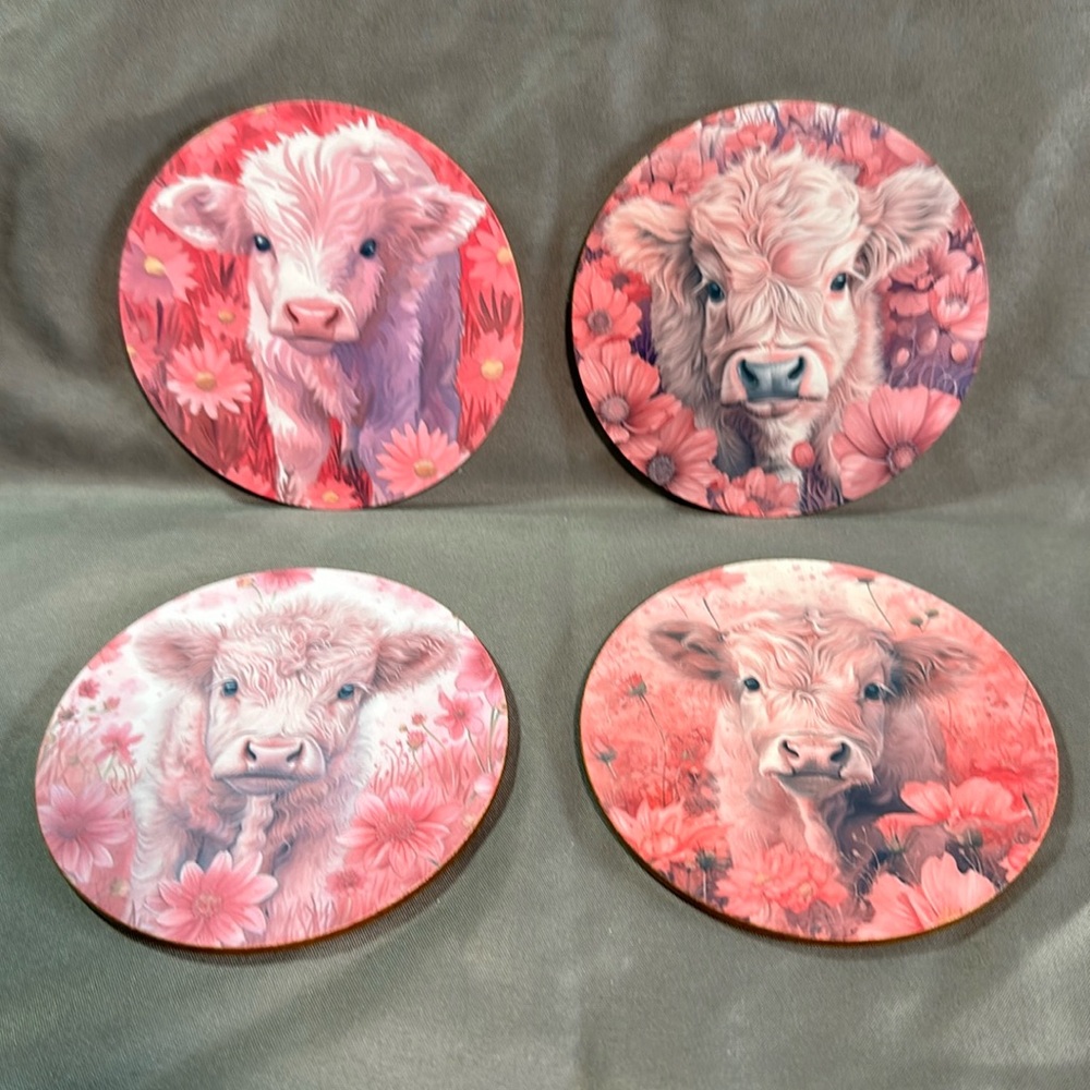 Set of 4 Highland Cow Coasters